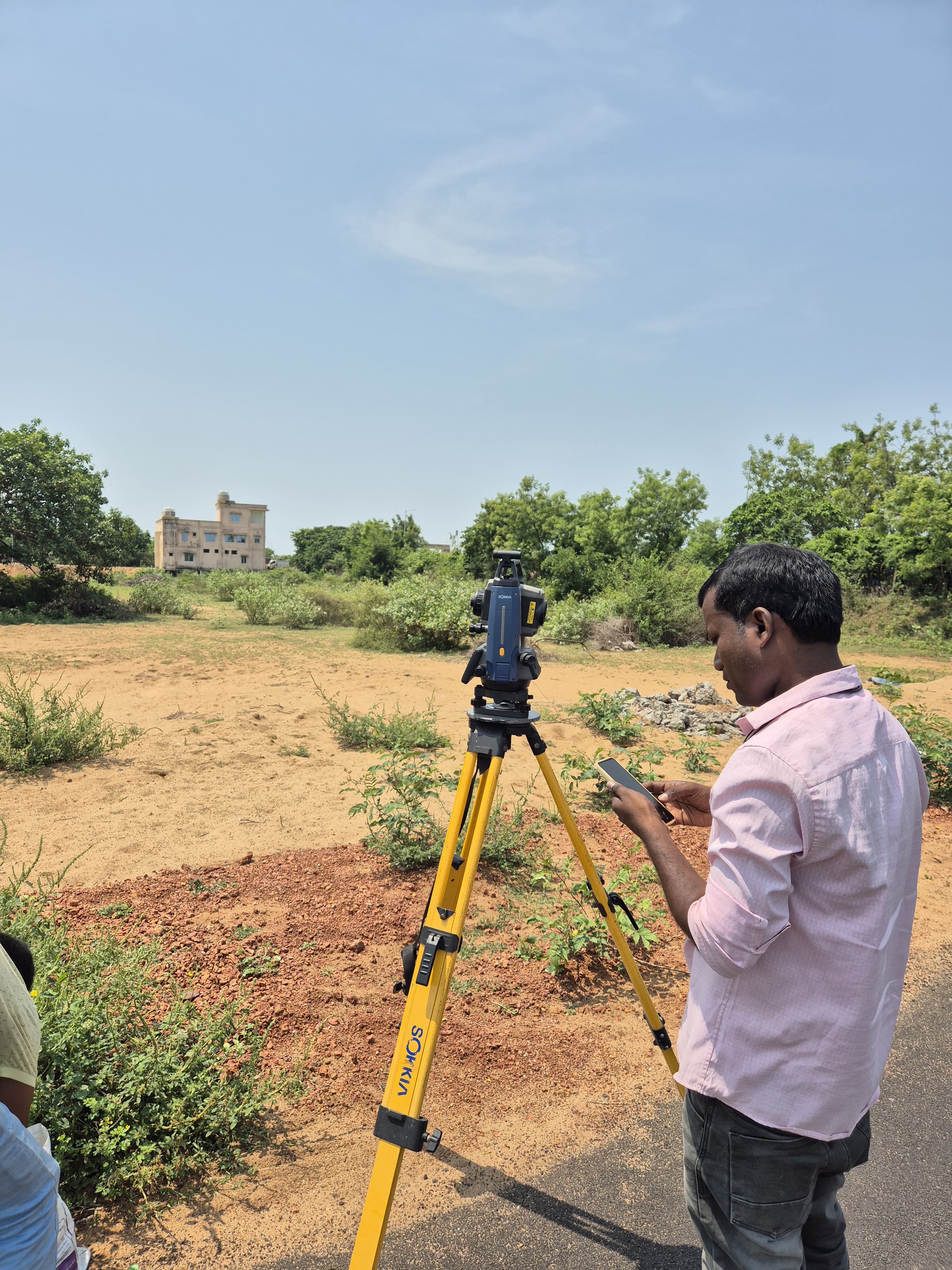 Land surveying with total station
